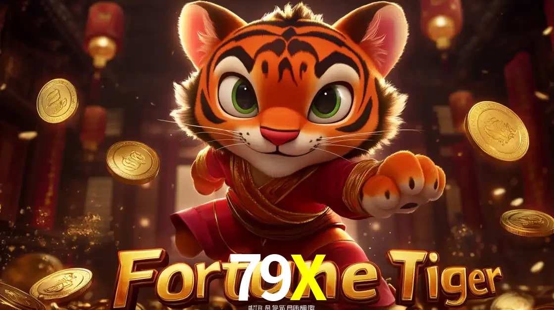 O carismático mascote do jogo de slot Fortune Tiger, um tigre fofo em pose de artes marciais, pronto para trazer sorte e multiplicadores de ganhos no cassino online 79X.